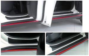 Накладки на внутренние пороги (возможен заказ отдельно передних и задних), шагрень (4шт), черные, ABS-пластик, для авто Kia Soul 2013-2016, 2016-