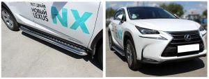 Подножки с листом диам.60мм, лист алюминий, окантовка нержавейка, для авто Lexus NX (вкл F-Sport) 2014-