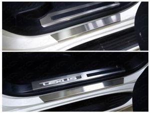 Накладки на внутренние пороги с загибом, нержавейка матовая (4шт), для авто Lexus LX 2015-