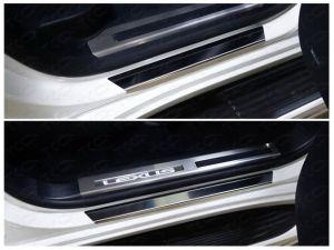 Накладки на внутренние пороги с загибом, нержавейка зеркальная (4шт), для авто Lexus LX 2015-