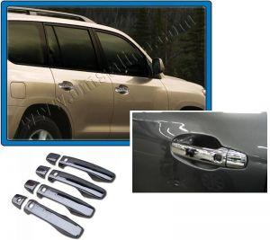 Накладки на дверные ручки (одно отверстие под ключ, 4 отверстия под чип), нержавейка (на 4 двери), для авто Lexus LX 570 2012-