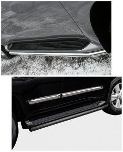 Окантовка штатных подножек диам.42мм, нержавейка (возможен заказ черного или серого цвета), для авто Lexus LX570 2012-