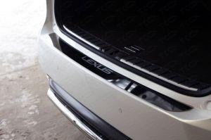 Накладка на задний бампер (лист зеркальный надпись Lexus) код LEXRX200tFS15-14 для LEXUS RX 200t / 350 / 450h 2015- (F-Sport)