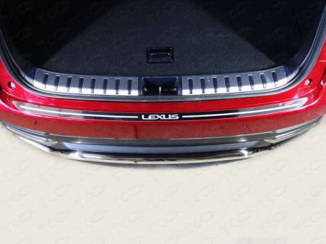 Накладка на задний бампер (лист зеркальный надпись Lexus) код LEXNX17-03 для LEXUS NX 2017-