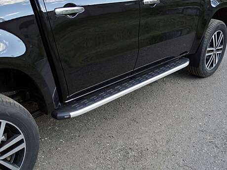 Пороги алюминиевые с пластиковой накладкой 1920 мм код MERXCL18-17AL для Mercedes-Benz X-Class 2017-2020