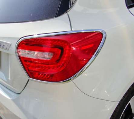 Накладки на задние фонари хромированные IDFR 1-MB004-02C для Mercedes Benz W176 A-Class 2012-2018