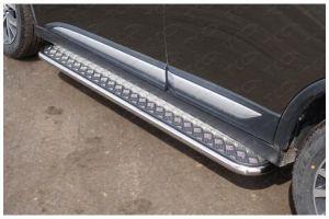 Подножки с листом диам.42мм, лист алюминий, окантовка нержавейка, для авто Mitsubishi Outlander 2015-