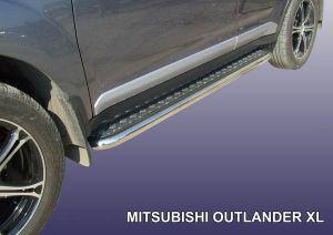 Подножки с листом, лист алюминий, окантовка нержавейка диам.57мм, для авто Mitsubishi Outlander XL 2006-2010