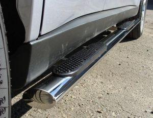 Подножки-трубы овальные со ступеньками диам.75х42мм, нержавейка, для авто Mitsubishi Outlander XL 2012-