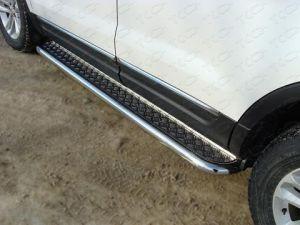 Подножки с листом диам.60мм, лист алюминий, окантовка нержавейка, для авто Ford Explorer 2011-
