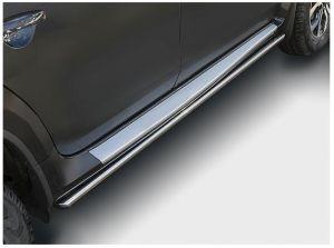 Подножки-трубы овальные диам.75x42мм, нержавейка (возможен заказ черного или серого цвета), для авто Nissan Terrano 2014-