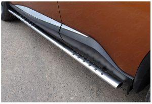 Подножки-трубы овальные с противоскользящими накладками диам.75x42мм, нержавейка, для авто Nissan Murano Z52 2016-