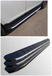 Подножки с алюминевым торцом, алюминий с пластиком (возможен заказ с торцом под карбон серый, серебро, черный +10%), 1820мм, для авто Subaru Outback V 2014-