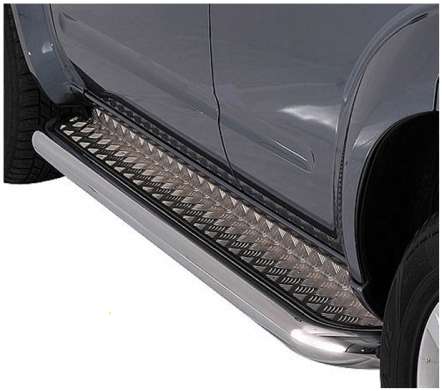 Подножки с листом диам.76мм, лист алюминий, окантовка нержавейка, для авто Toyota Tundra CrewMax (для Double Cab TTU.2.3) 2007-2014, 2014- (TTU14.2.4/2.3)