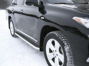 Подножки с листом диам.53мм, лист алюминий, окантовка нержавейка, для авто Toyota Highlander 2010-