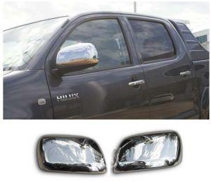 Накладки на зеркала (зеркала без поворотников), нержавейка 2шт, для авто Toyota Hilux Pickup 2005-2010, Fortuner 2005-, Harrier 2003-2006, Tacoma 2005-, Town Ace Noah 2000-2007, Lexus RX 2003-2006