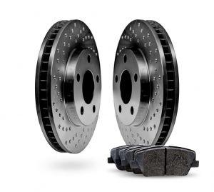 Передние тормозные диски с перфорацией черные и керамическими колодками MBXF.61123.0B для Ford Explorer 2016-