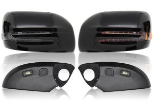 Корпуса зеркал с повторителями в стиле "Mercedes-Benz" для Toyota Land Cruiser Prado 150 (черные)