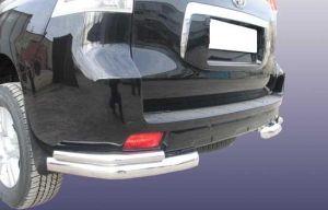 Защита заднего бампера уголки двойные диам.76/42мм, нержавейка, для авто Toyota Land Cruiser Prado 150 2009-