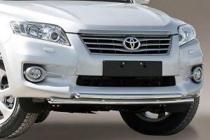 Защита переднего бампера труба двойная диам.42/42мм, нержавейка (возможен заказ черного или серого цвета), для авто Toyota RAV4 короткая 2010-2012