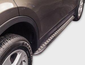 Подножки с листом, лист алюминий, окантовка нержавейка диам.42мм, для авто Toyota RAV4 2013-