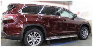 Подножки с листом диам.53мм, лист алюминий, окантовка нержавейка, для авто Toyota Highlander 2014-