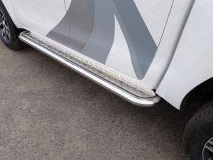 Подножки с листом диам.60мм, лист алюминий, окантовка нержавейка, для авто Toyota HiLux 2015-