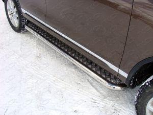 Подножки с листом диам.60мм, лист и окантовка нержавейка, для авто VW Touareg 2010-2014, 2014-
