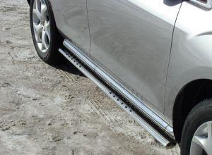 Пороги овальные с проступью 75/42 мм, полир. нерж. сталь для Mazda CX 7 (2010 - )