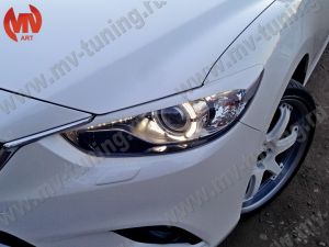 Реснички на фары Mazda 6 / Atenza GJ (2013, 2014, 2015) - var№2 фигурные