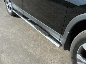 Подножки-трубы овальные со ступеньками диам.75х42мм, нержавейка, для авто Honda CR-V 2012-