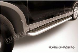 Подножки с листом, лист алюминий черный, окантовка нержавейка диам.57мм, для авто Honda CR-V 2012-