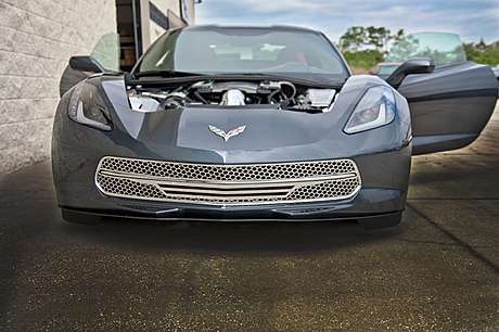 Решетка радиатора черная с хромом Retro Matrix для Chevrolet Corvette C7 2014- 