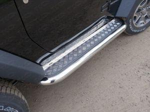 Подножки с листом диам.76мм, лист алюминий, окантовка нержавейка, для авто Jeep Wrangler 3-дв. 2012-