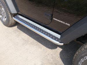 Подножки с листом диам.60мм, лист алюминий, окантовка нержавейка, для авто Jeep Wrangler 3-дв. 2012-