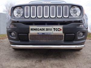 Накладка на решетку бампера широкая (нижняя), лист, нержавейка, для авто Jeep Renegade 2014-
