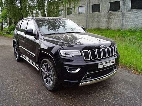 Защита передняя (овальная короткая) 75х42 мм код GRCHER17-17 для JEEP GRAND CHEROKEE 2017-