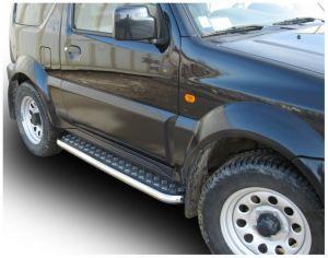 Подножки с листом, лист алюминий, окантовка нержавейка диам.57мм, для авто Suzuki Jimny 1998-