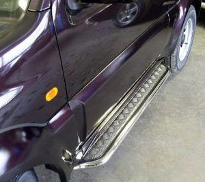 Подножки с листом диам.42мм, лист алюминий, окантовка нержавейка, для авто Suzuki Jimny 1998-2013, 2013-