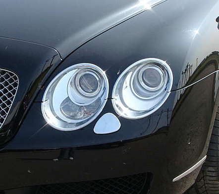 Накладки на омыватели фар хромированные IDFR 1-BT611-03C для Bentley Continental Flying Spur 2005-2009