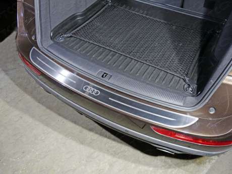 Накладка на задний бампер (лист шлифованный надпись S Line) код AUDIQ513-14 для Audi Q5 (8R) 2008-
