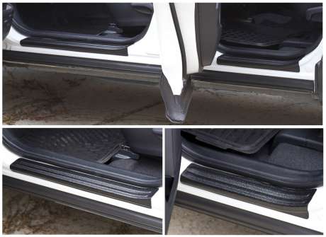 Накладки на пороги шагрень (4шт), черные, ABS-пластик, для авто Toyota Rav4 2015-