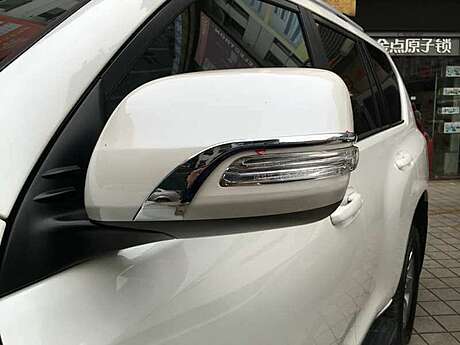Накладки на зеркала хромированные узкие для Toyota Land Cruiser Prado 150 2017-2021
