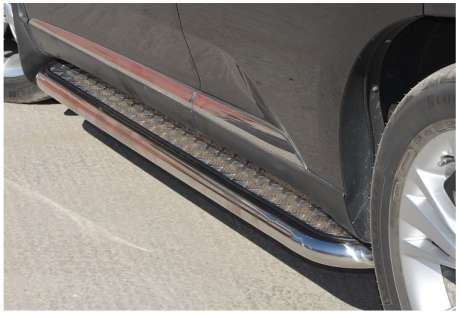 Подножки с листом диам.53мм, лист алюминий, окантовка нержавейка, для авто Lexus RX (вкл. Sport) 2009-2016