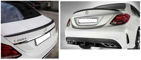 Спойлер-накладка на крышку багажника стиль "AMG" под покраску, ABS-пластик, для авто Mercedes C-Class W205 седан 2014- (TW)