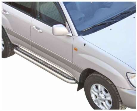 Подножки с листом диам.63мм, лист алюминий, окантовка нержавейка, для авто Toyota Land Cruiser 100 1998-2008, Lexus LX470 1998-2007