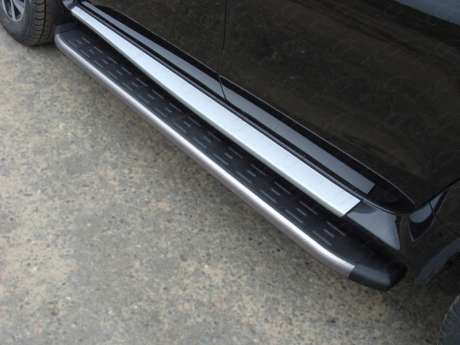 Пороги алюминиевые с пластиковой накладкой (карбон серые) 1720 мм код NISTER14-12GR для NISSAN TERRANO 2014-