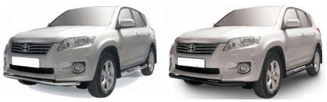 Защита переднего бампера труба диам.57мм, нержавейка (возможен заказ сталь с черным покрытием -60%), для авто Toyota Rav4 короткий 2010-2012
