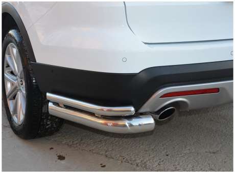 Защита заднего бампера уголки двойные диам.76/42мм, нержавейка, для авто Ford Explorer 2015-
