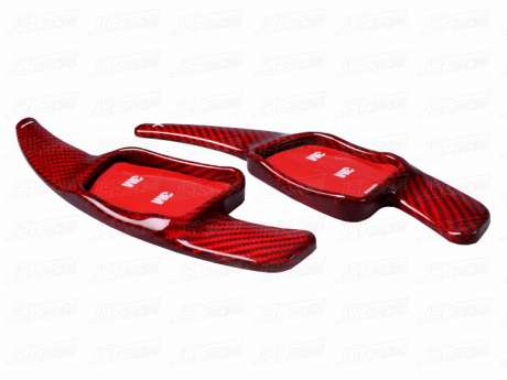 Накладки на подрулевые переключатели красный карбон JSKADQ716002 для Audi Q7 2016-2018 